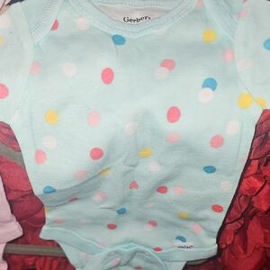 Gerber Newborn Onesies X3- Rainbows, Dots & Princess Mouse NWOT